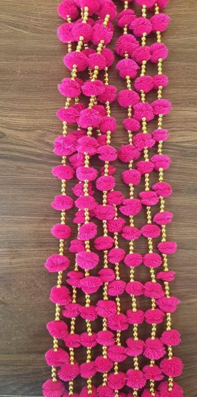 20 RS EACH HANGING ON BUYING 200+ HANGINGS / WHATSAPP AT 8619550223 TO ORDER 🛒 pom pom hangings LAMANSH Pack of 50 Pom pom hangings with bells 🔔 for haldi mehendi wedding decoration