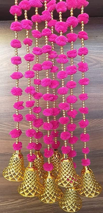 20 RS EACH HANGING ON BUYING 200+ HANGINGS / WHATSAPP AT 8619550223 TO ORDER 🛒 pom pom hangings LAMANSH Pack of 50 Pom pom hangings with bells 🔔 for haldi mehendi wedding decoration