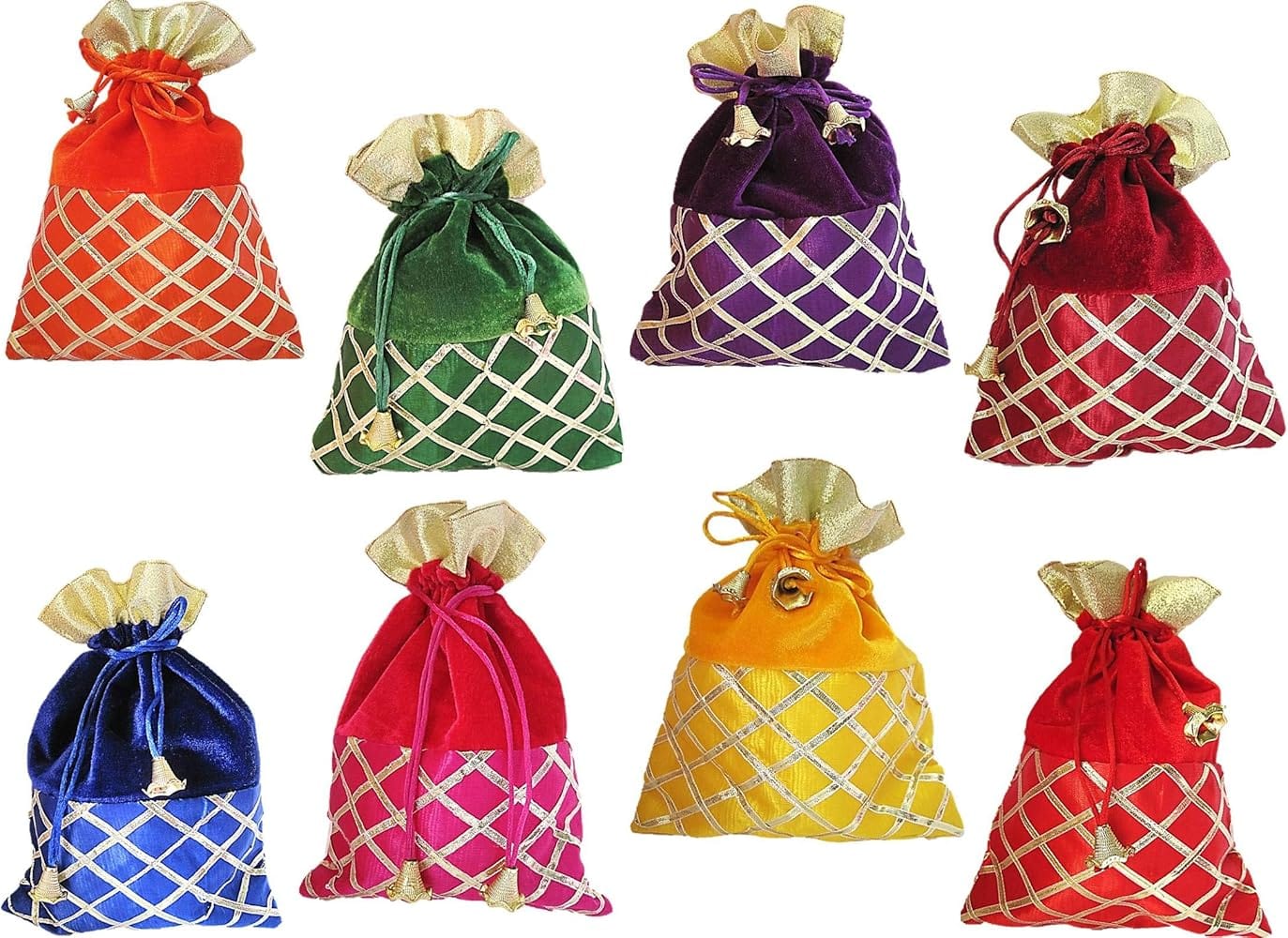 20 Rs each on buying 200+ qty / WhatsApp at 8619550223 Women's Potli Bag LAMANSH (5*7inch) Gota Fabric Checks Potli bags for haldi mehendi sangeet wedding return gifts and packaging