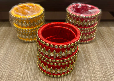200 rs each set on buying 20+ sets / WhatsApp at 8619550223 to order kundan thread bangles Set of 6 Kundan Bangles for bridesmaids for haldi Mehendi Favours and giveaways 🎁