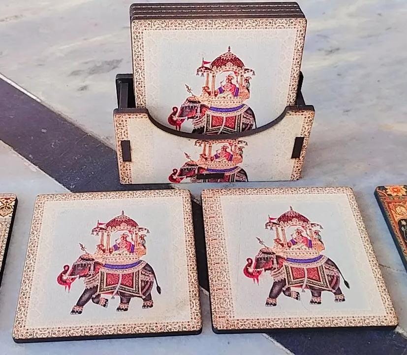 Wooden tea coaster set for Return Gifting 🎁 / digital printed wooden tea coasters for wedding favours
