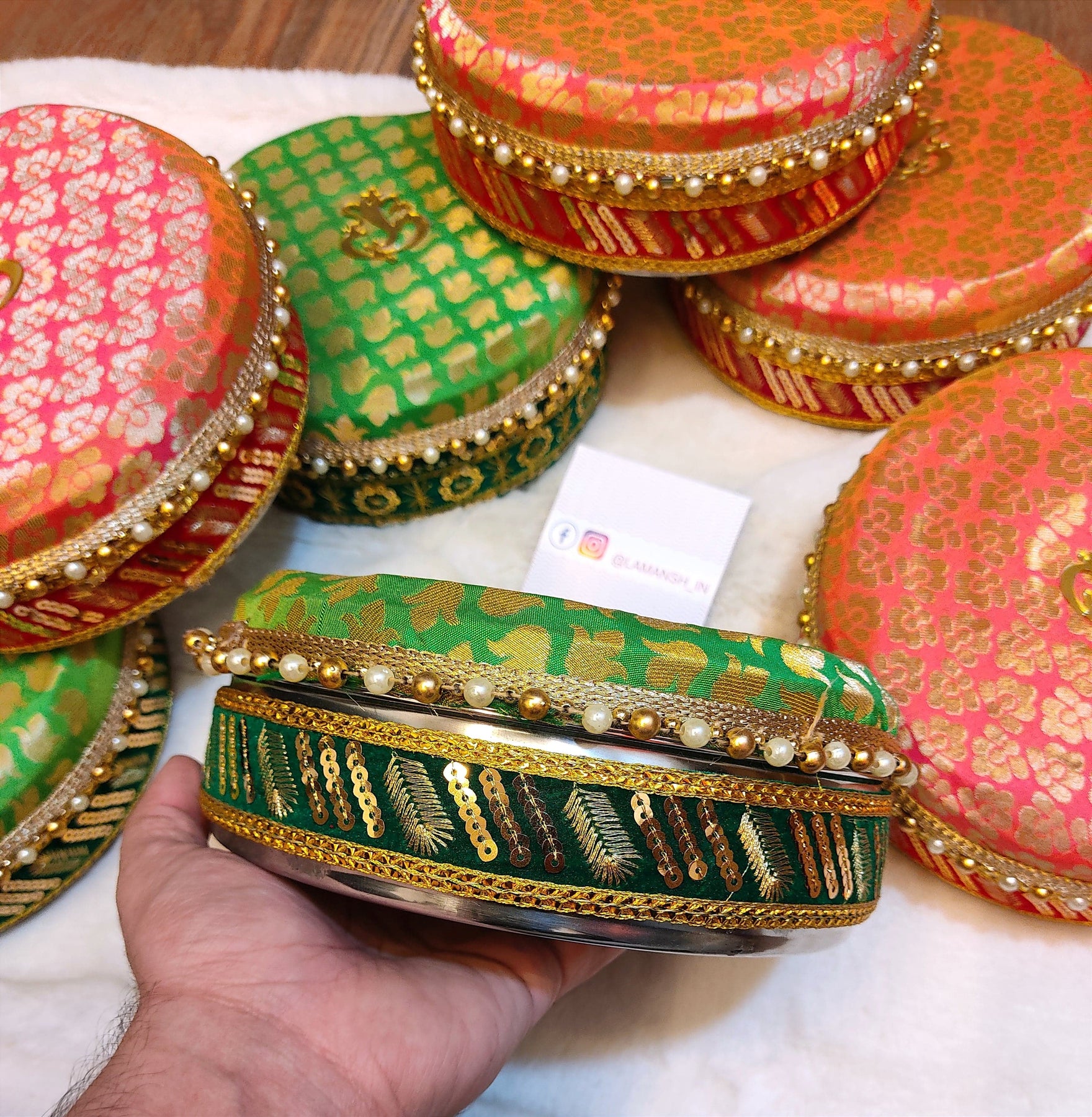 Lalin Box LAMANSH (8 inch) Stainless Steel Designer Ladoo Box for Return Gifting ...