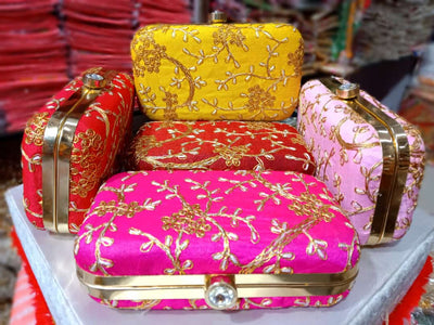 220 RS Per pc ON BUYING 🏷IN BULK metal purse clutch LAMANSH Embroidered Metal Hand Clutches for women / Stylish purse for parties 🎉 & wedding ceremony