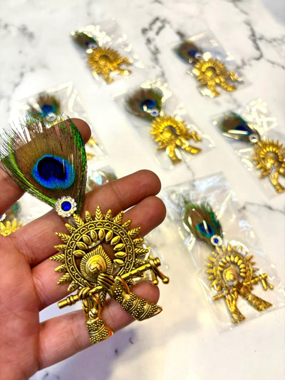 25 Rs each on buying 🏷150+ pcs | Call 📞 at 8619550223 Broaches LAMANSH Designer bansuri brooches with mor pankh 🦚 / Welcome gifts for barati's and guests in weddings and hotels resorts or destination weddings