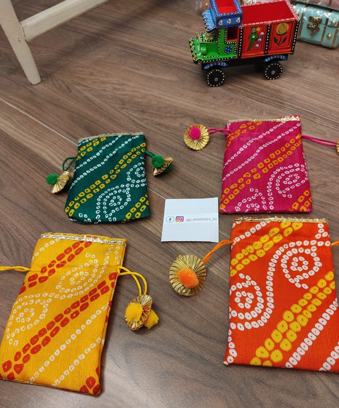 25 Rs each on buying 🏷150+ pcs | Call 📞 at 8619550223 bulk potli LAMANSH® (5*7 inch) Bandhej Potli Bags for Wedding Favors & Giveaways 🎁 | bandhani potly for diwali , rakhi , navratri , Ganesh chaturthi