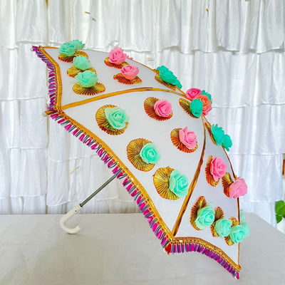 ₹250 per pc on buying 50 pcs | WhatsApp at 8619550223 umbrellas for decoration LAMANSH Decorative Multicolored Flower Umbrella's for haldi mehendi wedding event decoration