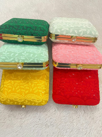 270 Rs each on Purchasing in bulk 📱at 8619550223 metal clutch LAMANSH® Chikankari work stylish Metal 👛 Purse Clutch for Wedding & Parties / Gifts 🎁 & Favors for Giveaways