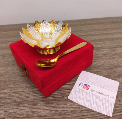 280 rs per set on ordering in bulk call at 8619550223 sliver bowl set lamansh silver golden plated bowl set for return gifting in wedding ceremony 260 grams each box