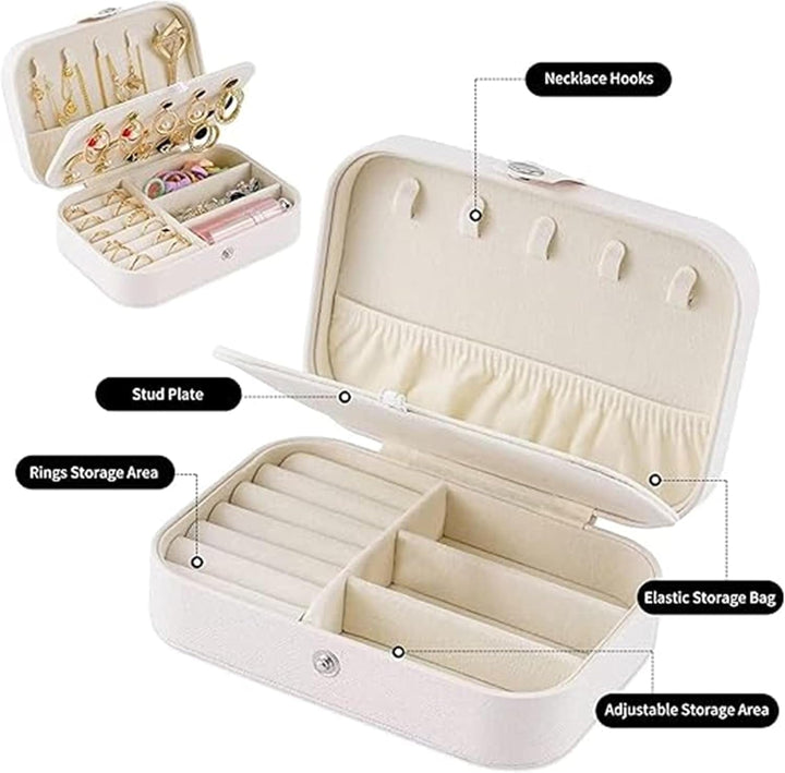 Travel Jewelry Case, Small Jewelry Box Portable Jewelry Travel Organizer  Display Storage Case for Rings Earring Necklace Bracelet, Gift for Women