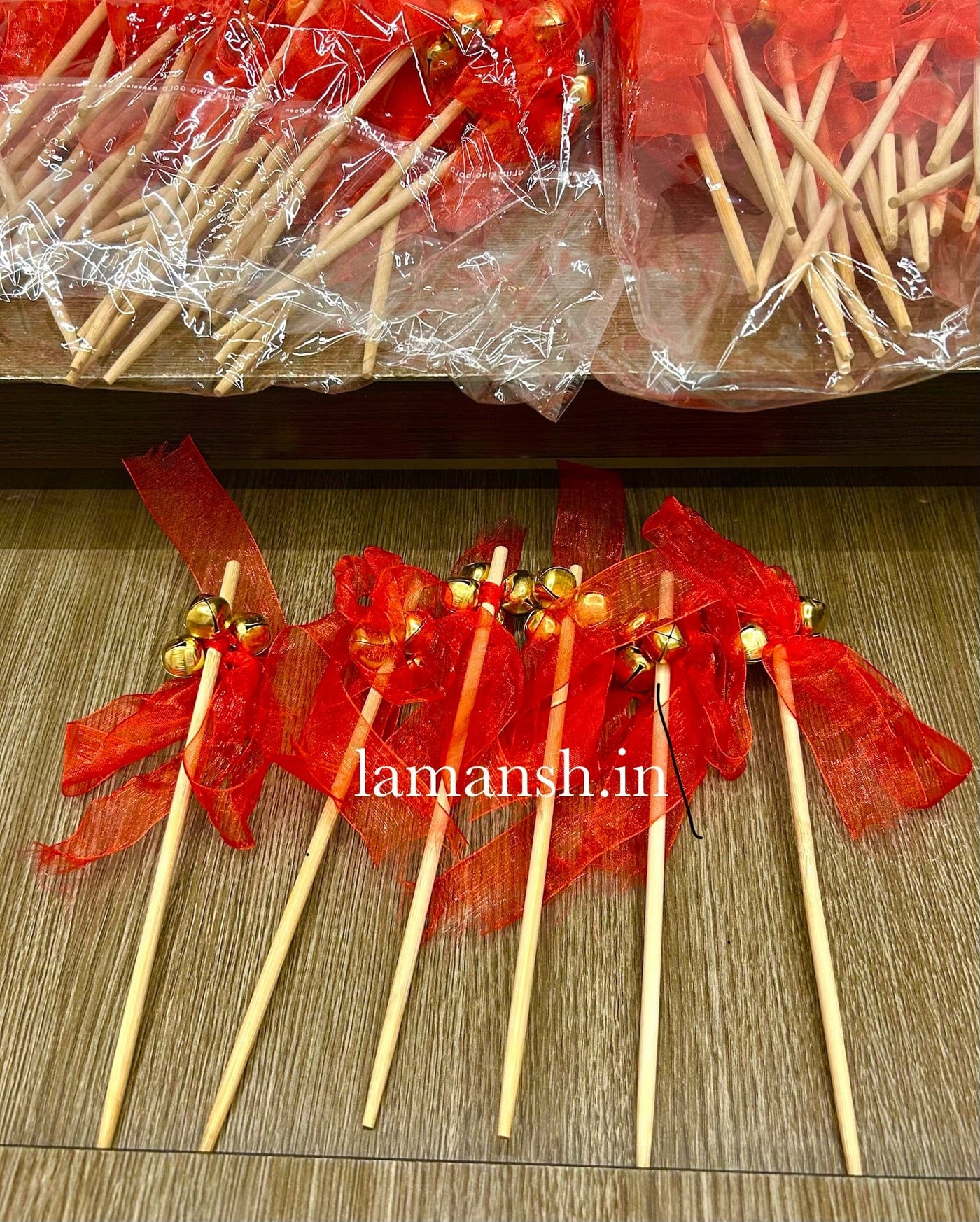 35 rs each on buying 100+ pcs / WhatsApp at 8619550223 to order 🏷️ Ghungroo sticks 1 Red Ghungroo sticks for Phera ✨ Varmala, Jaimala, couple entry or guests welcome / Wedding rattles / wedding wands