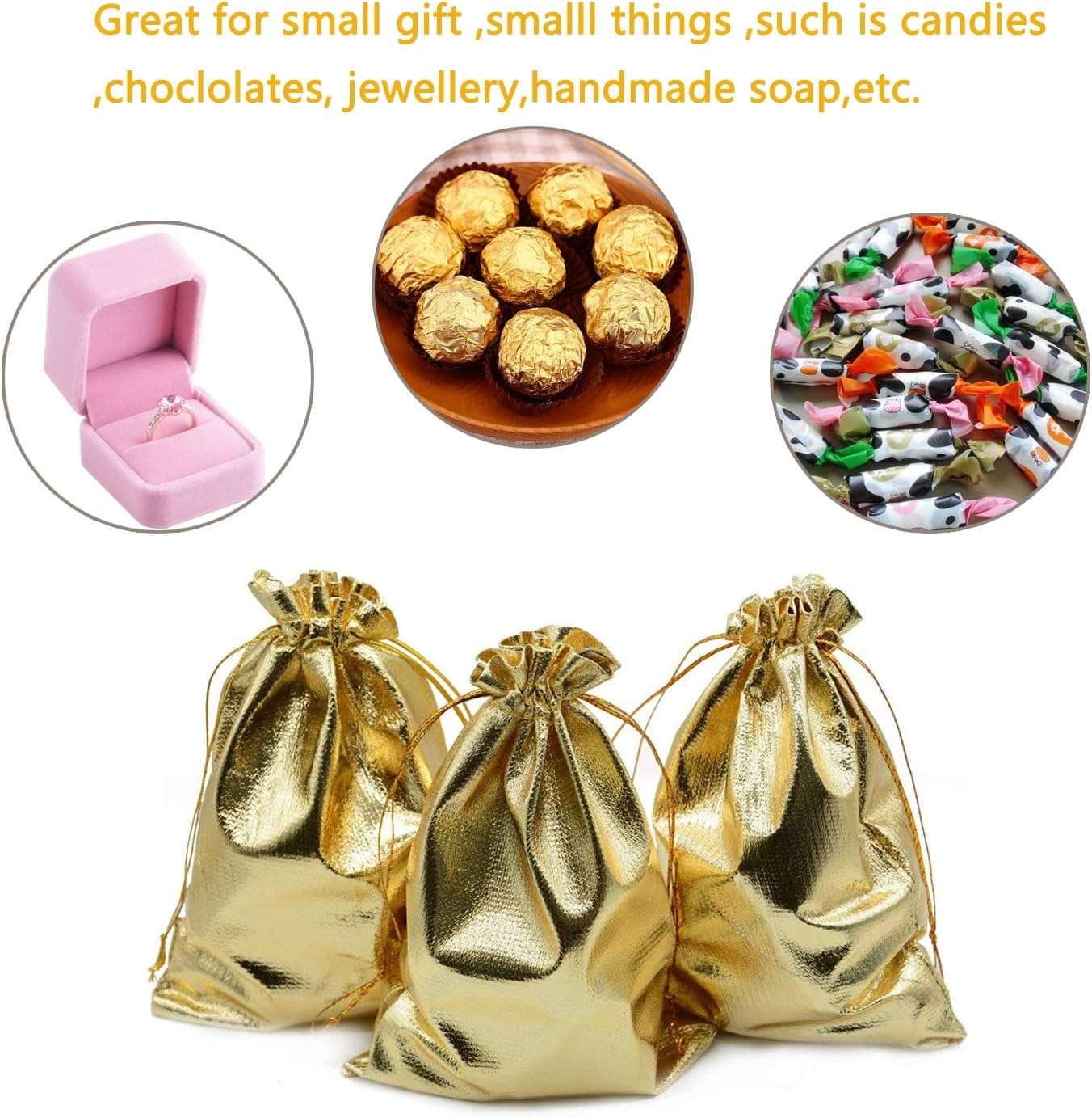 35 rs each on buying 100+ pcs / WhatsApp at 8619550223 to order 🏷️ Women's Potli Bag Golden fabric potli bags for return gifts 🎁 packaging in Christmas, New year, birthday anniversary, wedding favours (8*10 inch)