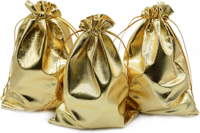 35 rs each on buying 100+ pcs / WhatsApp at 8619550223 to order 🏷️ Women's Potli Bag Golden fabric potli bags for return gifts 🎁 packaging in Christmas, New year, birthday anniversary, wedding favours (8*10 inch)