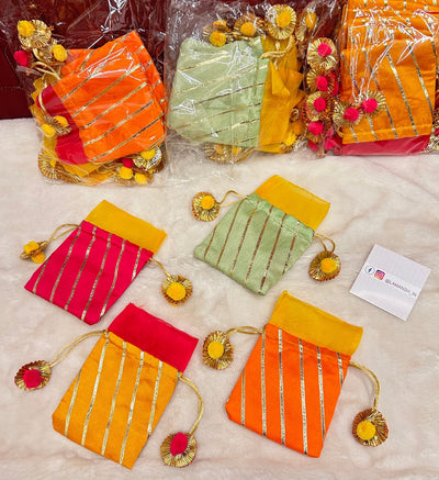 35 Rs each on buying 🏷in bulk | Call 📞 at 8619550223 Women's Potli Bag LAMANSH® 5*7 inch Gota Line Potli bags for Return Gifts packing Giveaways 🎁 & Favours / Shagun Pouch Return Gifts for Haldi mehendi roka wedding