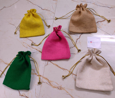 35 Rs each on buying 🏷in bulk | Call 📞 at 8619550223 Women's Potli Bag LAMANSH® 7*9 inch Colorful Jute Potli bags for Giveaways 🎁 & Favours / Shagun Pouch Return Gifts for Haldi mehendi roka wedding