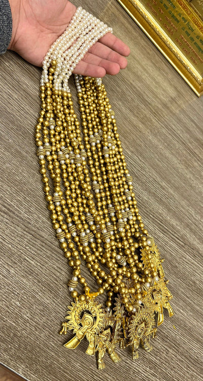 38 Rs each on buying 100+ pcs / WhatsApp at 8619550223 Barati Swagat mala LAMANSH Bansuri Golden welcome Barati swagat moti mala for guests and barati's in weddings and Pooja ceremony 🕉️