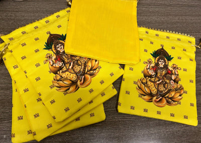 38 Rs each on buying 100+ pcs / WhatsApp at 8619550223 Women's Potli Bag 10 / Laxmi ji Designer Printed Potli bags for Giveaways 🎁 & Favours / Shagun Pouch Return Gifts for Haldi mehendi roka wedding (7*9 inch)