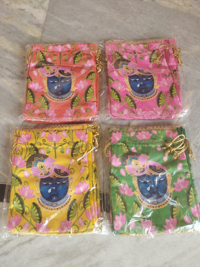 38 Rs each on buying 100+ pcs / WhatsApp at 8619550223 Women's Potli Bag Designer Printed Potli bags for Giveaways 🎁 & Favours / Shagun Pouch Return Gifts for Haldi mehendi roka wedding (7*9 inch)