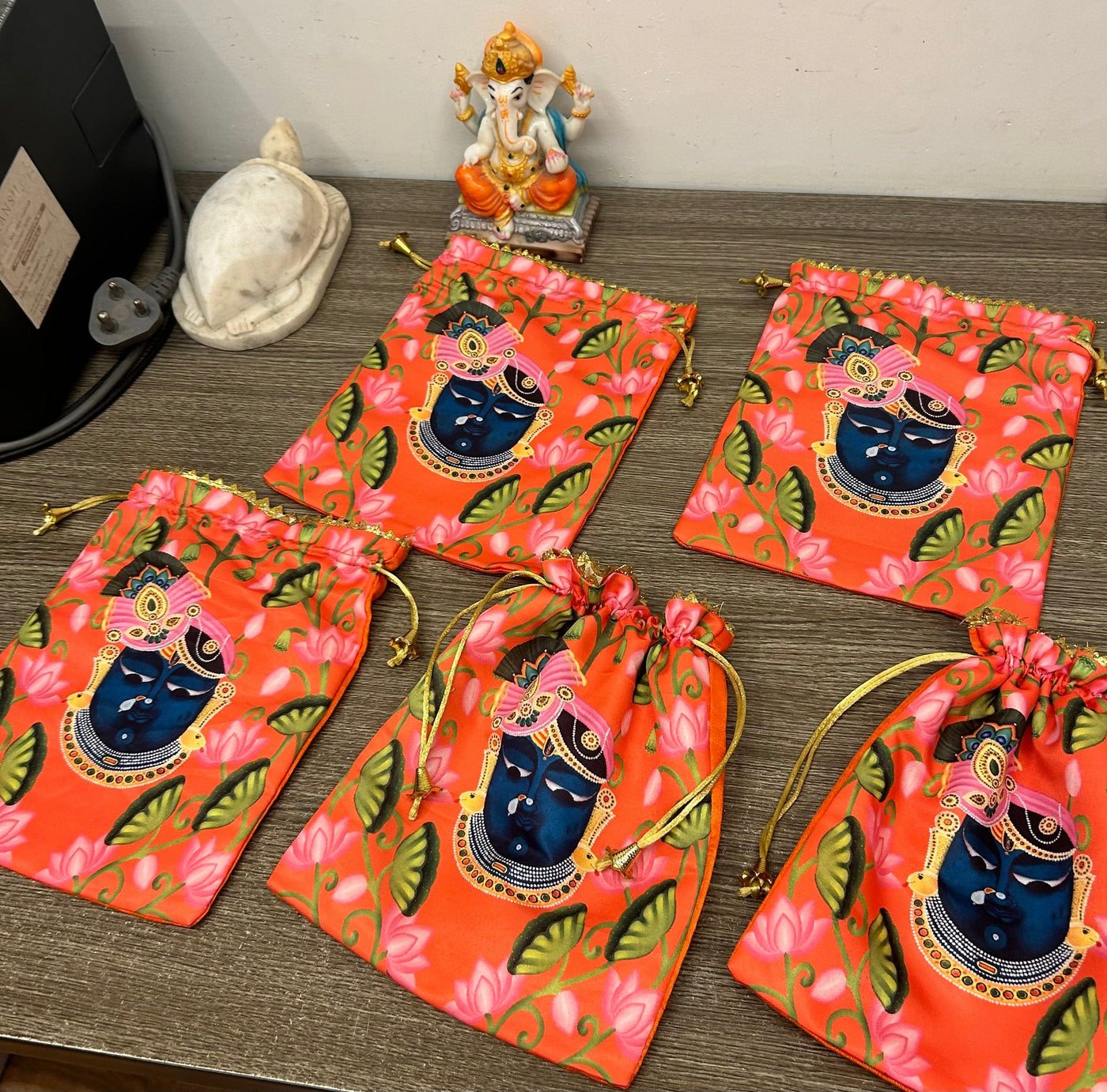 38 Rs each on buying 100+ pcs / WhatsApp at 8619550223 Women's Potli Bag Designer Printed Potli bags for Giveaways 🎁 & Favours / Shagun Pouch Return Gifts for Haldi mehendi roka wedding (7*9 inch)