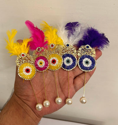 38 Rs each on buying 50 pcs / WhatsApp at 8619550223 to order 🔥 Broaches Evil eye 🧿 brooches pins for welcoming guests / Barati swagat items for weddings , pooja ceremony