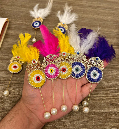 38 Rs each on buying 50 pcs / WhatsApp at 8619550223 to order 🔥 Broaches Evil eye 🧿 brooches pins for welcoming guests / Barati swagat items for weddings , pooja ceremony