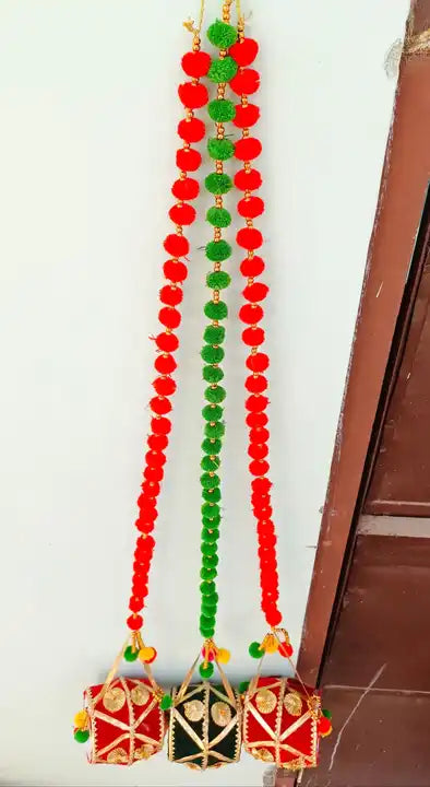 Decorative pom pom hangings with dholak / Indian Wedding Decorative Dholak Decoration Hangings For Diwali navratri festival decor / Ideal for wedding event planners