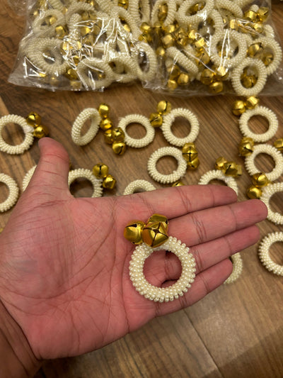 40 rs each on buying 50+ pcs / WhatsApp at 8619550223 to order Ghungroo sticks Pooja Aarti Ghungroo rings (pearl with ghungroo) for satsang bhajan kirtan, weddings, phera's, varmala, Ganesh Chaturthi or Navratri