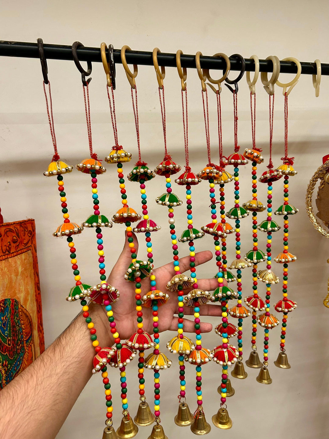 Decorative Gota Multicolor beads with bells hangings for festival