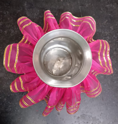 40 rs each on buying 50+ pcs / WhatsApp at 8619550223 to order thali covers LAMANSH Pooja Lota Cover Frill for pooja ceremony / Gota and net work Lota Frill for shagun and karva chauth