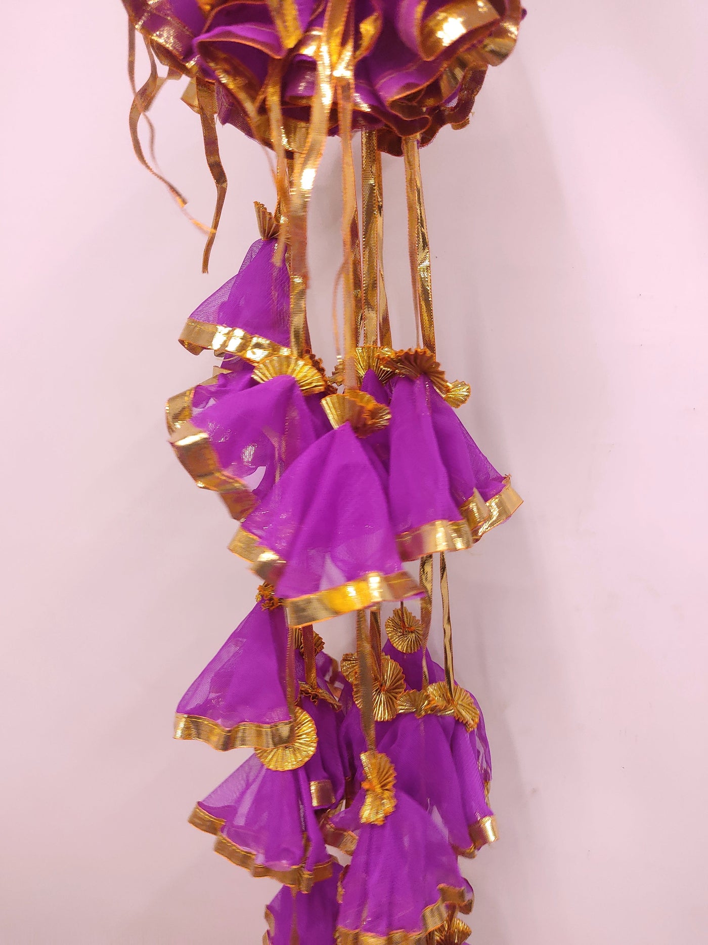 40 Rs per hanging on buying 🏷in bulk net hangings LAMANSH 4 Feet Purple Gota Net Hangings for Indian wedding decor | Backdrop for haldi & mehendi ceremony