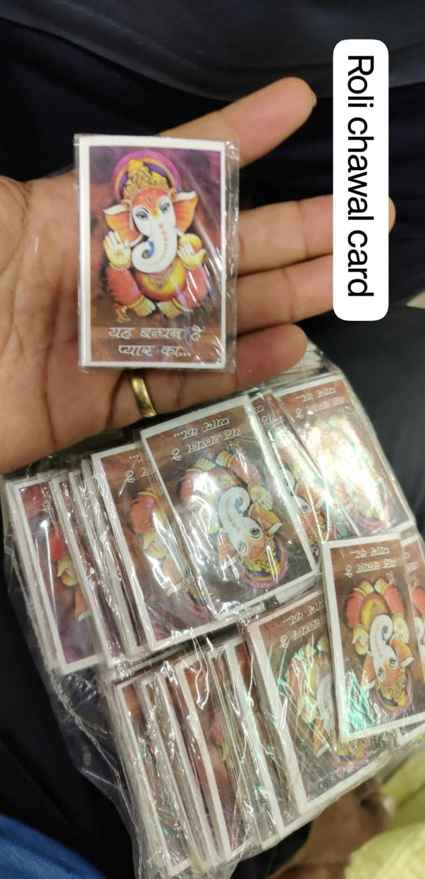 Roli Chawal Chandan Mishri combo card pouch for Rakhi packaging / For return gift 🎁 hamper packaging (Pack of 100 cards)