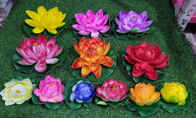 45 Rs (4 inch size) & 75 Rs (7 inch size) on buying 50+ pcs / WhatsApp at 8619550223 to order 🛒 Artificial Flowers LAMANSH Water Floating Flowers 🌺/ Artificial Floating Lotus Flowers with Rubber Leaf for Outdoor Indoor Home Decoration and Craft (available in 2 sizes)