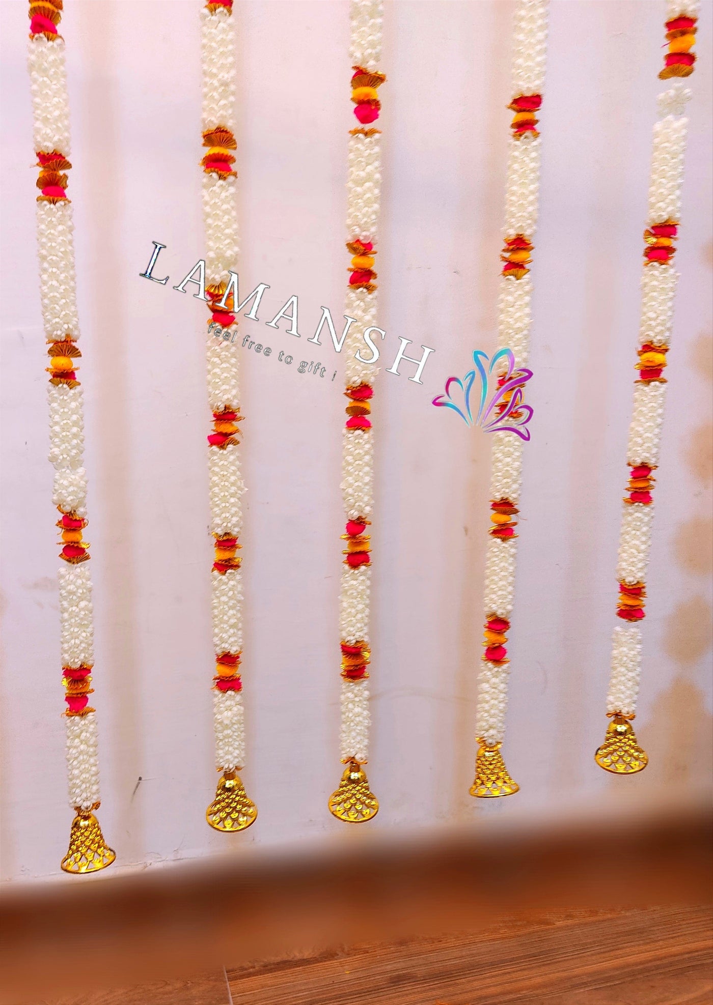 45 Rs each hanging on buying 50+ hangings jasmine hangings LAMANSH® complete Ganesh chaturthi 🕉️ mandap decoration | Mogra Hangings - Deepak Diya 🕯️stand - Modak Candles