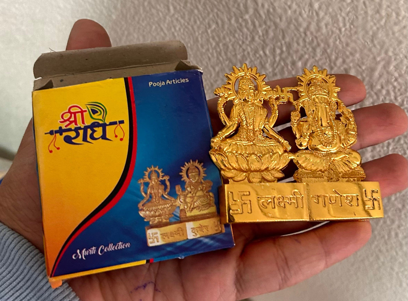 45 Rs each on buying 100+ pcs / WhatsApp at 8619550223 Brass Laxmi Ganesh ji Mini Golden plated Laxmi Ganesh ji statue 🕉️ for return gifting in 🎁 weddings & Pooja ceremony