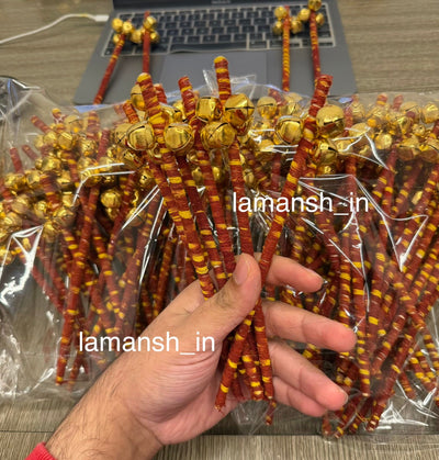 45 Rs each on buying 100+ pcs / WhatsApp at 8619550223 Ghungroo sticks 1 Roli Moli Ghungroo sticks for Phera ✨ Varmala, Jaimala, couple entry or guests welcome / Wedding rattles / wedding wands