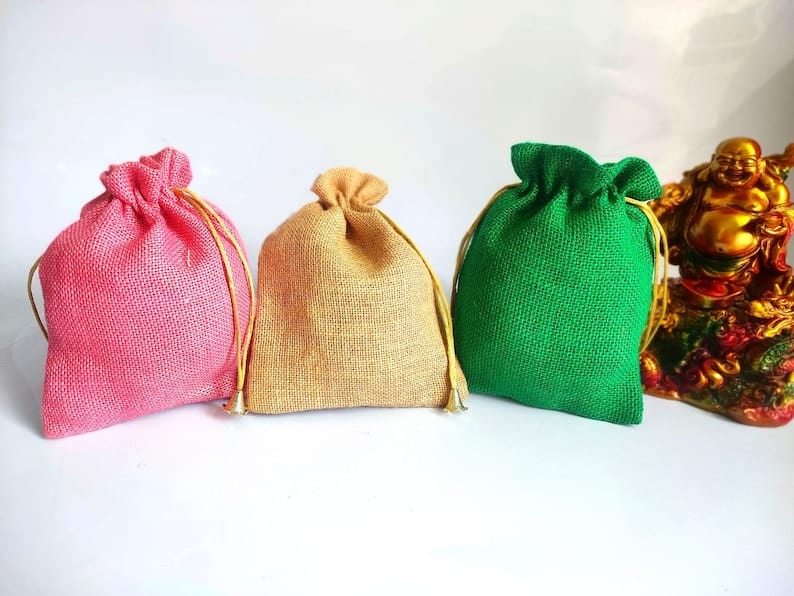 jute flower decor potli