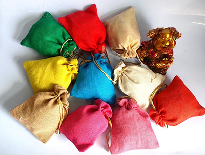 45 Rs each on buying 🏷in bulk | Call 📞 at 8619550223 Women's Potli Bag LAMANSH Multicolor jute potli bags for Wedding favors 🎁 (7*9 inch size)