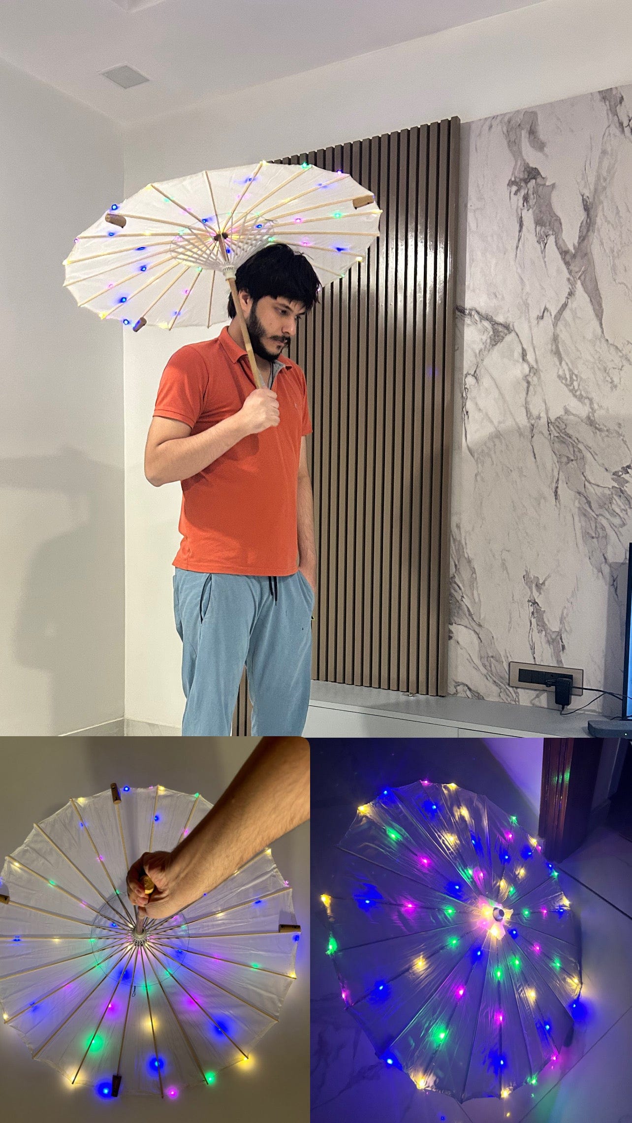 450 rs each on buying 10+ pcs / WhatsApp at 8619550223 to order 🔥 Umbrella ☂️ 1 Umbrella LED Japanese Umbrella's for wedding guests and bridesmaids / Chinese Wooden Frame Umbrella for Bridal entry or decoration in Weddings & Events