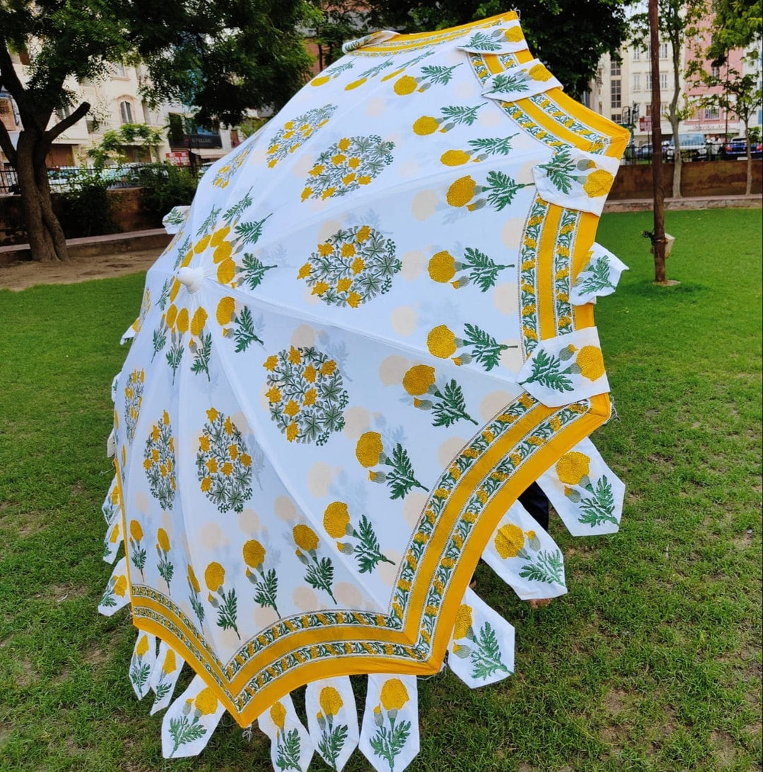 Handmade Cotton Big Garden Umbrella, Handblock Printed Patio Umbrella, Garden Shade on sale Parasols Umbrella, Indian Umbrella Parasols Blue Silver