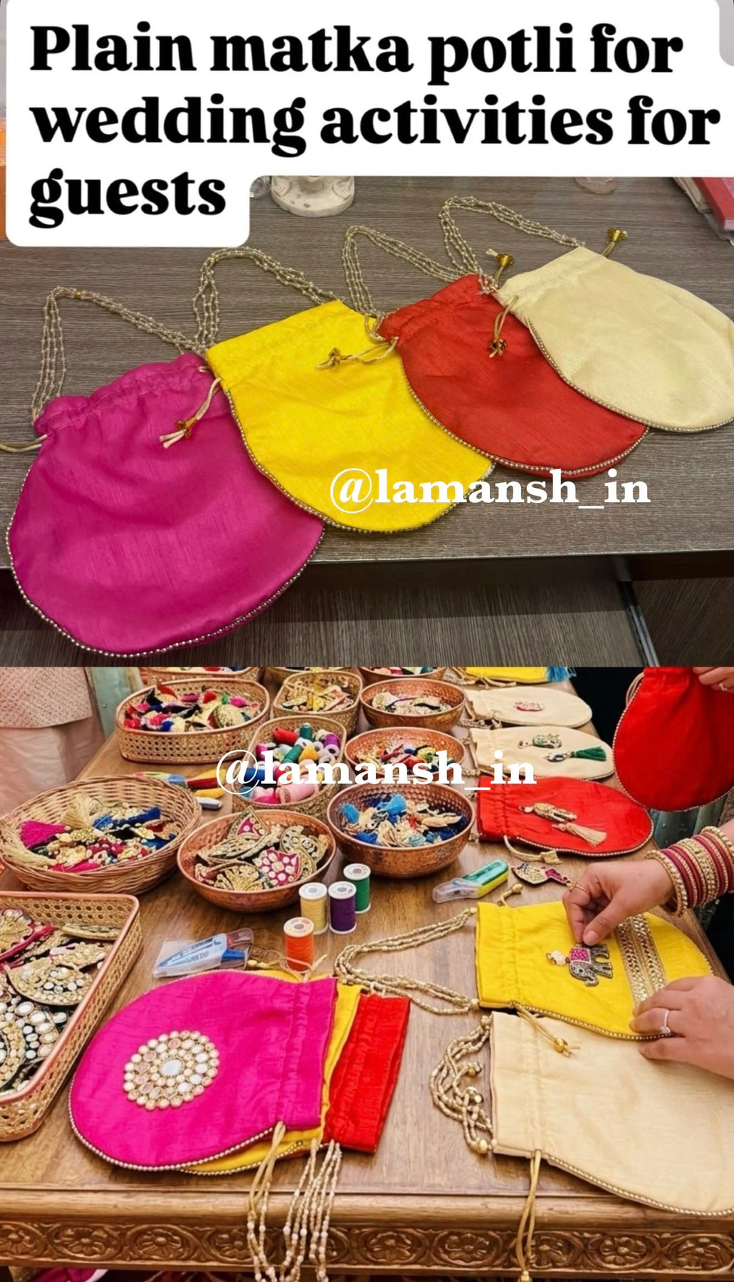 Matka Activity Plain Matka potli for wedding activities (9*9 inch) – Lamansh