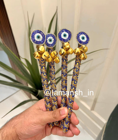 50 rs each on buying 100 pcs / WhatsApp at 8619550223 to order Ghungroo sticks 1 Evil eye 🧿 Ghungroo sticks for Phera ✨ Varmala, Jaimala, couple entry or guests welcome / Wedding rattles / wedding wands