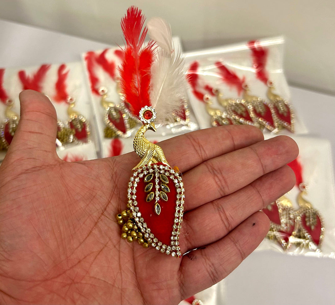 Kundan peacock Brooches with feather for barati's welcome swagat