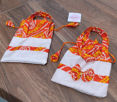 55 Rs ON BUYING 🏷100 PCS bulk potli LAMANSH® (9*11 inch) Designer Bandhej Fabric Potli Bags for Return Gifts 🎁 & Giveaways in Wedding & Pooja Ceremony's