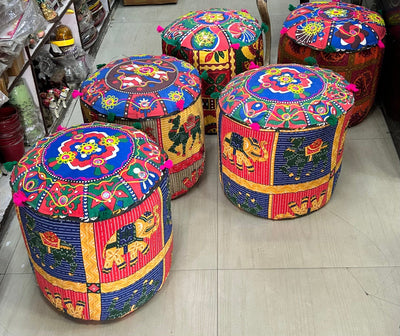 580 Rs each on buying 10 pcs / WhatsApp at 8619550223 to order rajasthani mudda for event decoration Assorted colors / Pack of 1 LAMANSH Rajasthani cushion Mudda Stool Chair for Event Decoration / Perfect for Ethnic Indian events & backdrop