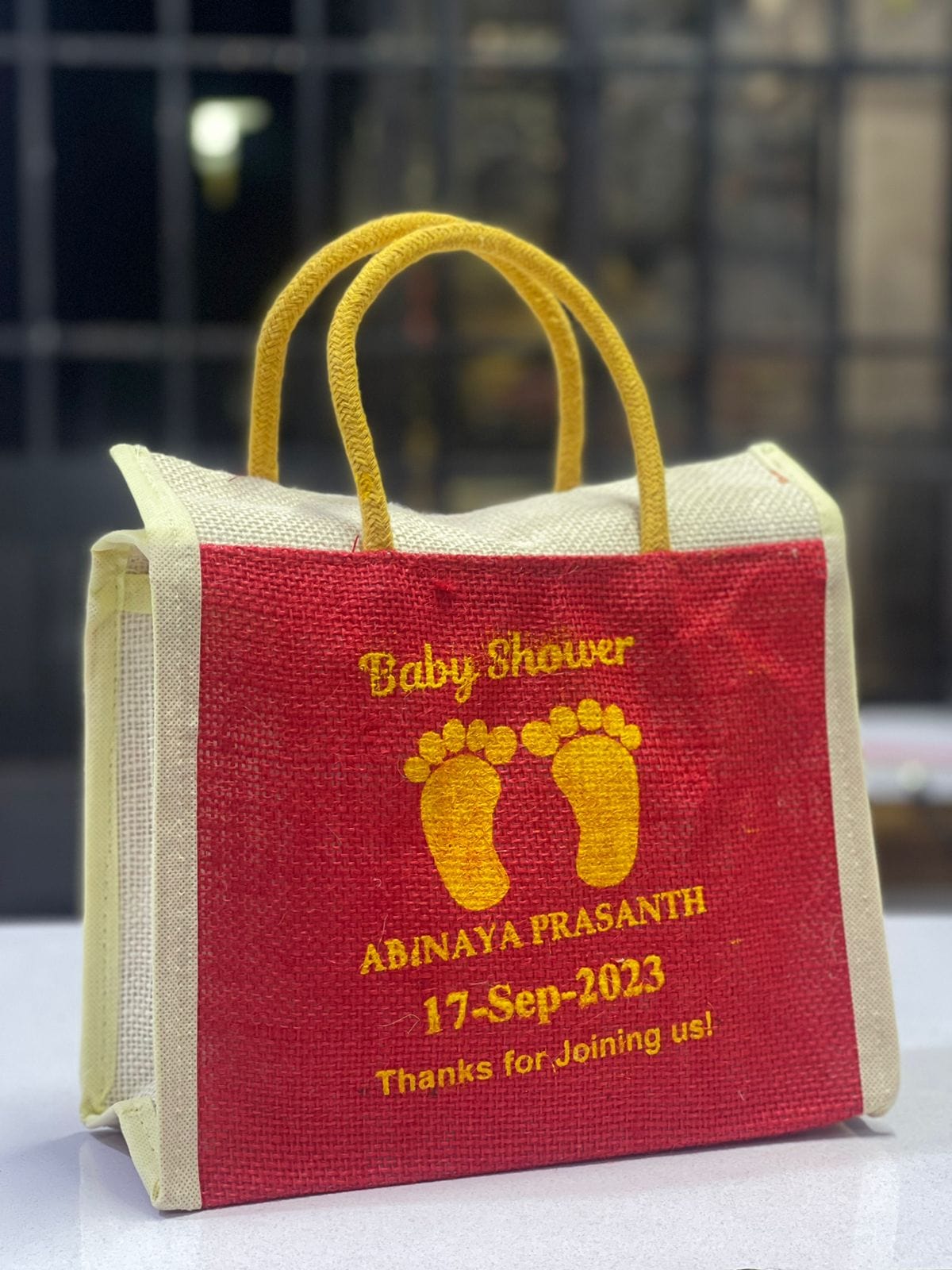 60 Rs each on buying 🏷in bulk | Call 📞 at 8619550223 jute gift bags Custom Printed Jute Gift bags for Return Gifts 🎁 (10*9.5*4 inch)