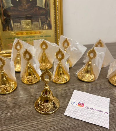 60 rs each on buying minimum 100 pcs / WhatsApp at 8619550223 to order 🏷️ bells for couple welcome LAMANSH Golden Swastik Bells 🔔Ghanti for Puja Mandir or mangal path ceremony giveaways | Bells for welcome in weddings / Return gifts 🎁 for puja ceremony