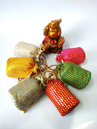 65 Rs (7*4 inch) & 110 Rs (9*5 inch) on buying in bulk 🏷 Women's Potli Bag LAMANSH® Sequins Potli bags with Dori for Giveaways / Return Gifts 🎁 Favours for guests / Favours for wedding