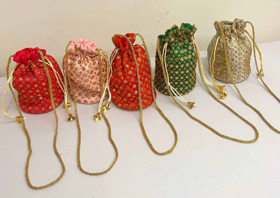LAMANSH Sequins Potli bags with Dori for Giveaways Return Gifts
