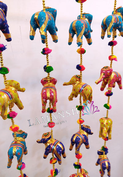 65 Rs each hanging on buying 50+ hangings jasmine hangings LAMANSH® 2.5 Decorative Elephant Pom Pom Hangings for Festive Decor | Backdrop decor for Ganesh chaturthi