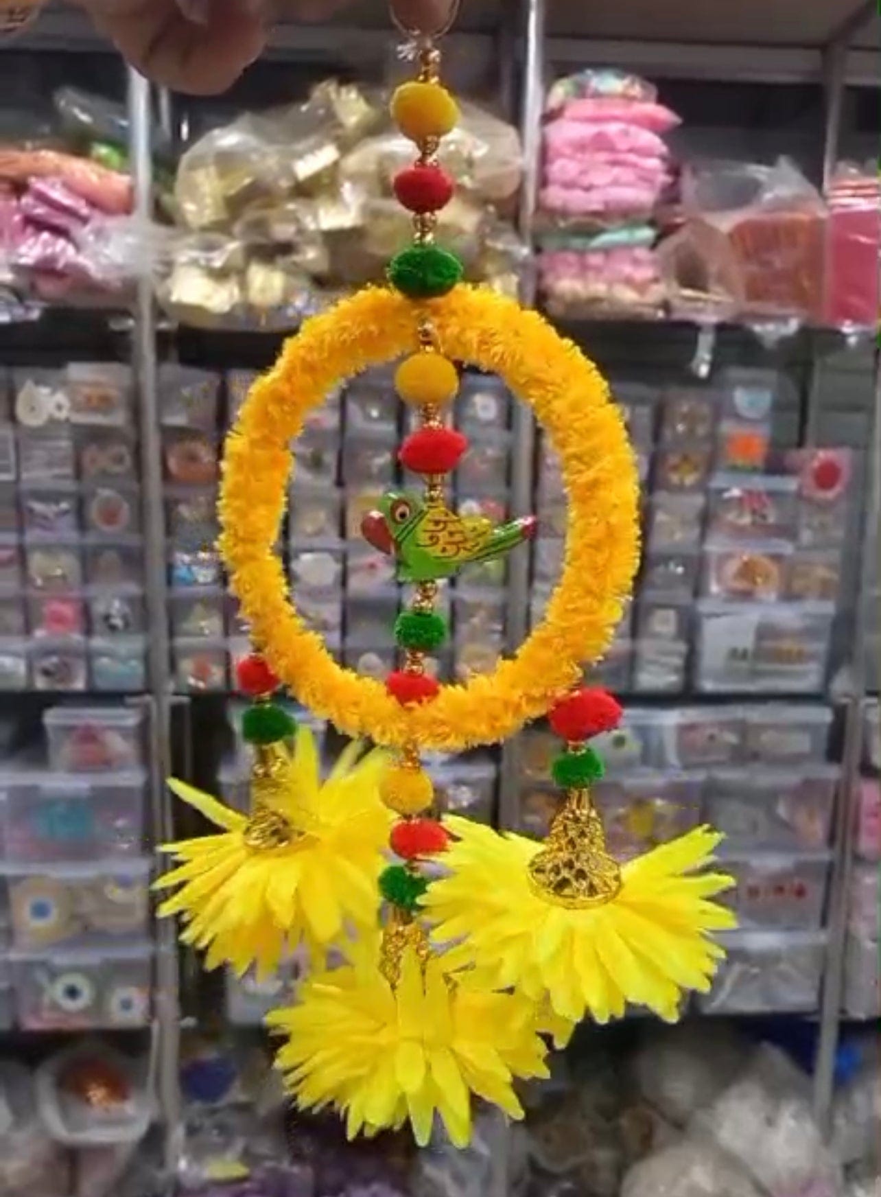 65 rs each on buying 25 hangings / WhatsApp at 8619550223 to order 🔥 Diwali hangings Decorative parrot pom pom Hangings for Diwali, Navratri festival and wedding decoration 🕉️🔥 (video attached)