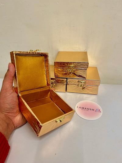 65 Rs each on buying 50+ pcs | WhatsApp at 8619550223 to order Cash box LAMANSH 4*4 inch Golden fabric Cash Gaddi boxes for Indian wedding Favors 🎁 | Mini Trunks for Gifting and shagun